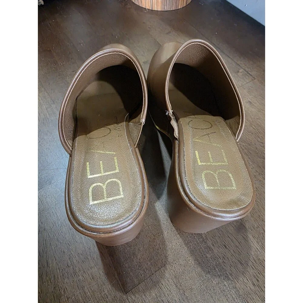 Beach by Matisse Jayde Brown Vegan Leather Platform Clogs Mules Slide Shoes 9 M